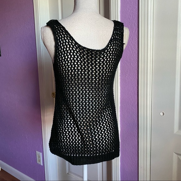 YA LOS ANGELES BLACK TOP CROCHET SLEEVELESS M - Picture 2 of 3